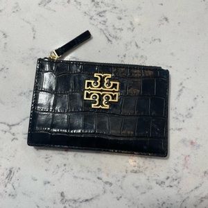 TORY BURCH BRITTEN CROC ZIP CARD CASE